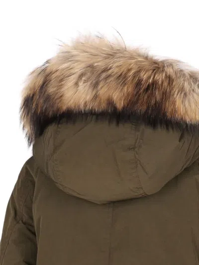 Woolrich Dark Green Polyester Coat In Brown