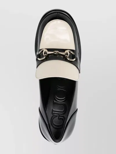 Gucci Stylish Two-tone Loafers Block Heel In Black
