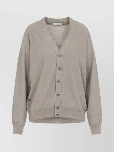 Lemaire Light Taupe Wool Relaxed Twisted Cardigan In Gray