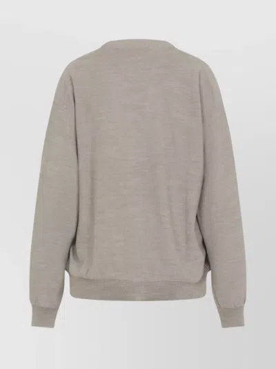 Lemaire Light Taupe Wool Relaxed Twisted Cardigan In Gray
