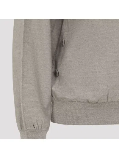 Lemaire Light Taupe Wool Relaxed Twisted Cardigan In Gray