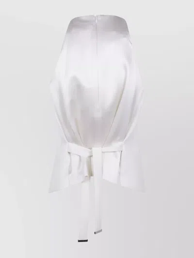 Max Mara Satin Wrap Sleeveless Jacket Buttons In White
