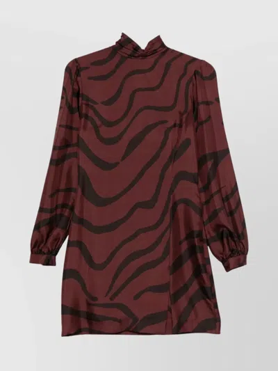 Raquel Diniz A-line Turtleneck Mini Dress With Long Sleeves In Brown