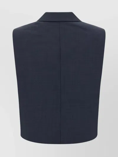Theory Slightly Cropped Double-breasted Vest With Peak Lapels In Blue