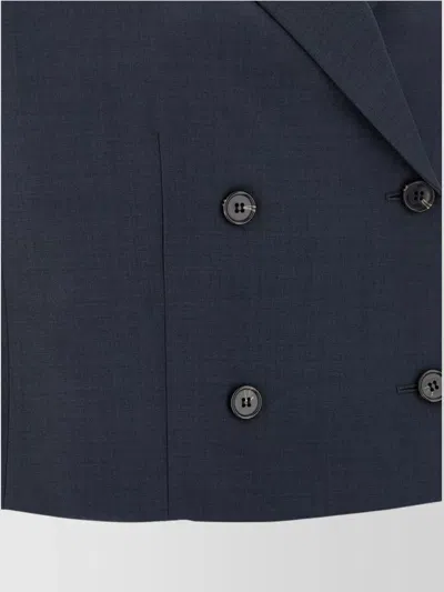 Theory Slightly Cropped Double-breasted Vest With Peak Lapels In Blue