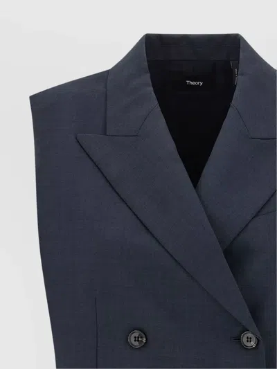 Theory Slightly Cropped Double-breasted Vest With Peak Lapels In Blue