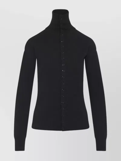 Lemaire High Neck Long Sleeve Button Cardigan In Black