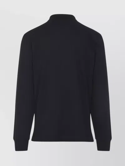 Ralph Lauren Long-sleeve Polo Shirt With Embroidered Bear Motif In Black