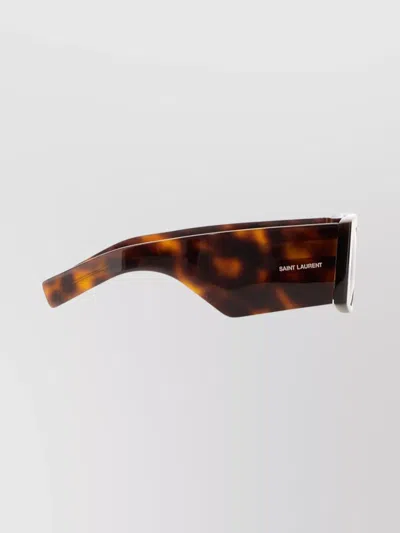 Saint Laurent Rectangular Tortoiseshell Sunglasses Dark Lenses In Brown