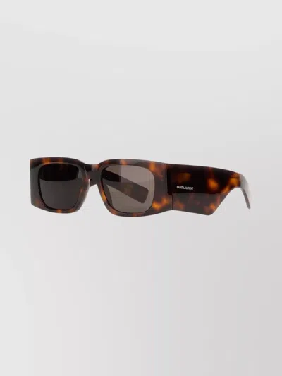 Saint Laurent Rectangular Tortoiseshell Sunglasses Dark Lenses In Brown