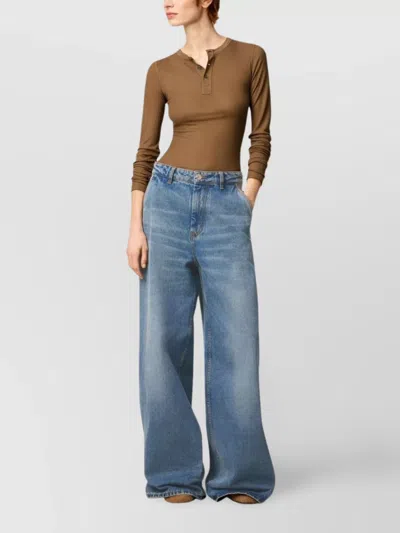 Ami Alexandre Mattiussi Wide Leg Denim Trousers Featuring Pockets In Blue