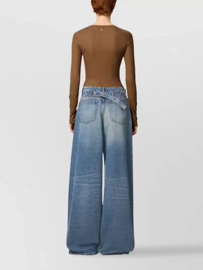 Ami Alexandre Mattiussi Wide Leg Denim Trousers Featuring Pockets In Blue