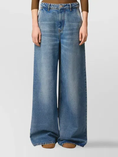 Ami Alexandre Mattiussi Wide Leg Denim Trousers Featuring Pockets In Blue