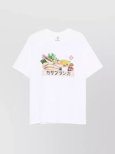 Casablanca White Cotton Short-sleeved T-shirt With Graphic Print In White