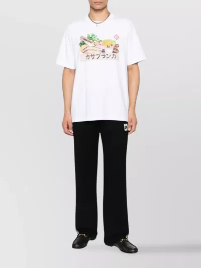 Casablanca White Cotton Short-sleeved T-shirt With Graphic Print In White