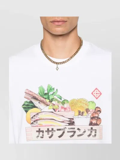 Casablanca White Cotton Short-sleeved T-shirt With Graphic Print In White