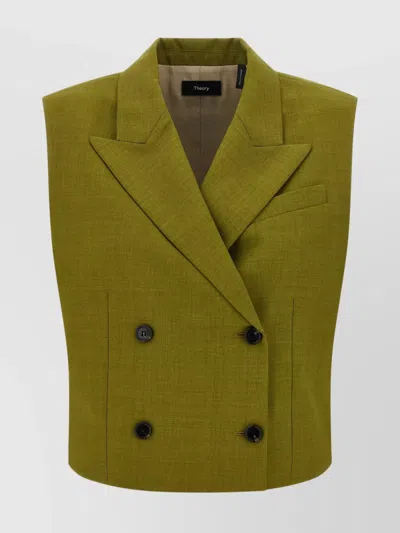 Theory Tailored Sleeveless Double-breasted Vest In Green