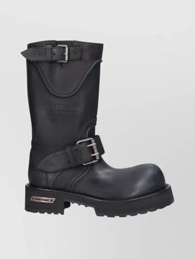 Balenciaga Venom Boots In Worn-out Effect Leather Shoes In Black