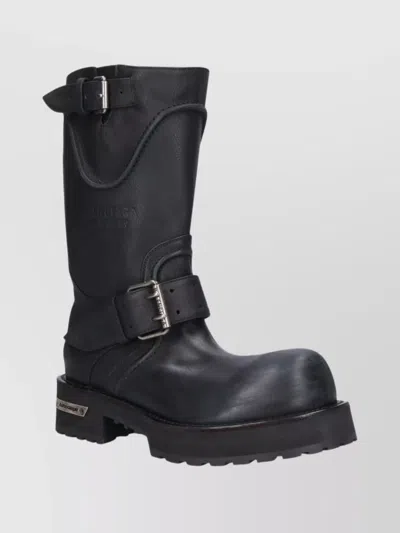 Balenciaga Venom Boots In Worn-out Effect Leather Shoes In Black