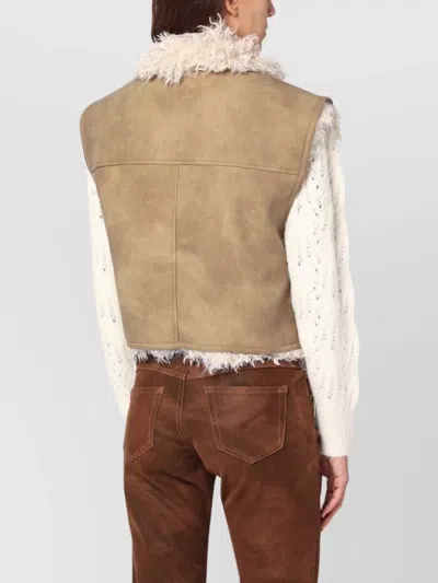 Isabel Marant Étoile Taupe Vest With Shearling-effect Lining Women In Multi