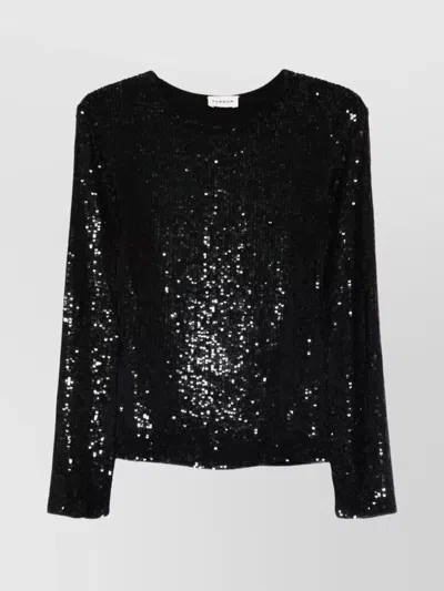 P.a.r.o.s.h Sleeveless Top With Sequin Detail And Round Neck In Black