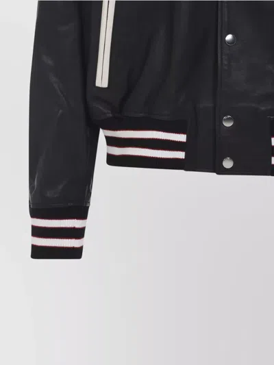 Amiri Leather Jacket With Elasticized Collar And Cuffs In Black