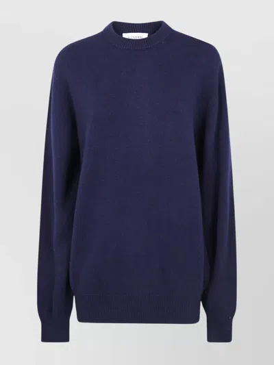 Laneus Soft Textured Crew Neck Long Sleeve Jumper In Blue