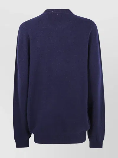 Laneus Soft Textured Crew Neck Long Sleeve Jumper In Blue