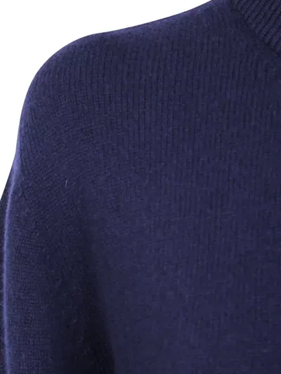 Laneus Soft Textured Crew Neck Long Sleeve Jumper In Blue