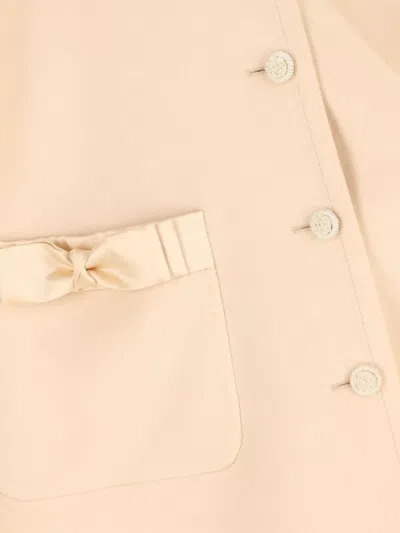 Valentino Stylish Coats With Flared Shape And Bows In Neutral