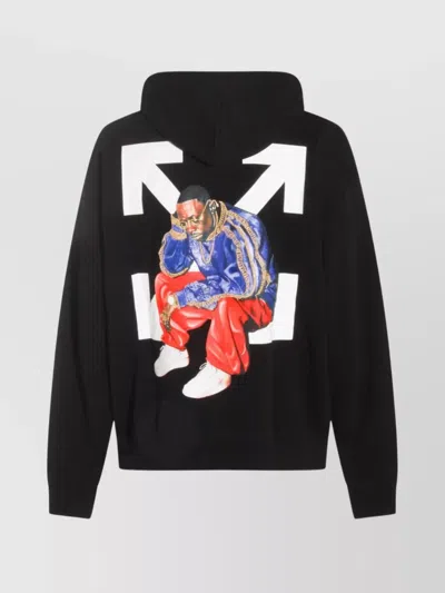 Off-white Hooded Sweatshirt Featuring Graphic Print In Black