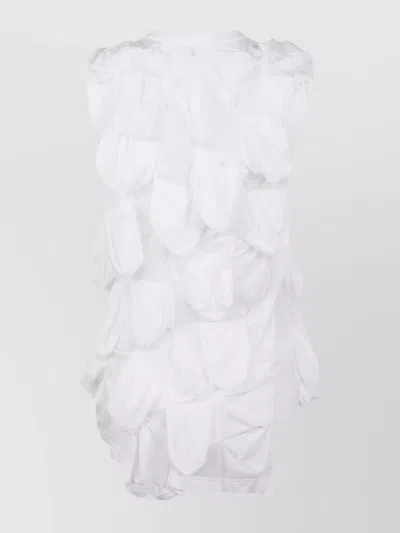 Comme Des Garçons Textured Sleeveless Crew Neck Blouse In White