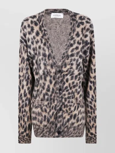 Laneus Leopard-print Button-up Cardigan In Neutral