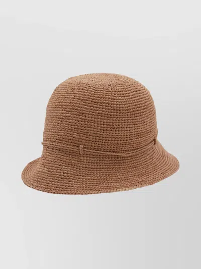 Helen Kaminski Stylish Hat With Decorative Band And Woven Texture In Brown