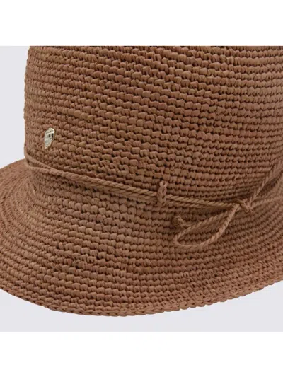 Helen Kaminski Stylish Hat With Decorative Band And Woven Texture In Brown