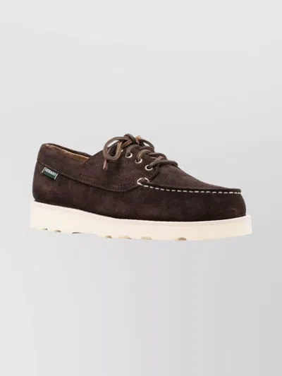 Sebago Brogues With Contrast Stitching And Round Toe In Brown