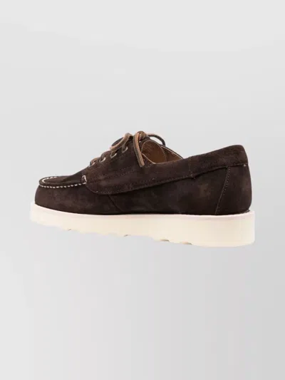 Sebago Brogues With Contrast Stitching And Round Toe In Brown