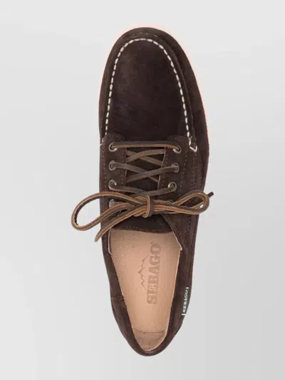 Sebago Brogues With Contrast Stitching And Round Toe In Brown