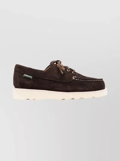 Sebago Brogues With Contrast Stitching And Round Toe In Brown