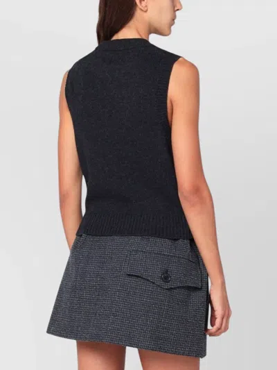 Ganni Flowers Grey Vest In Black