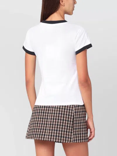 Ganni Women White Crewneck T-shirt With Maxi Logo On The Front In Cotton Jersey Woman In Animal Print