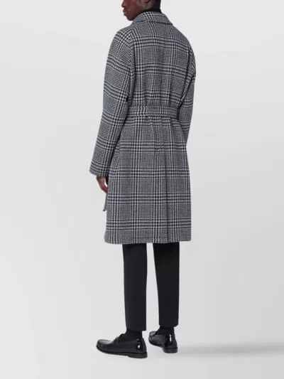 Tagliatore Prince Of Wales Virgin Wool And Cashmere Blend Coat In Multi