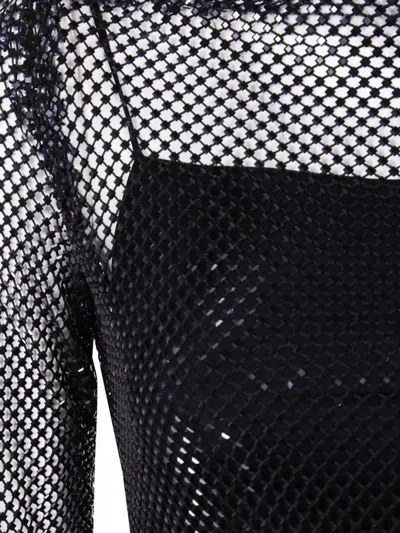 Alberta Ferretti Long Sleeve Maxi Dress With Mesh Overlay In Animal Print