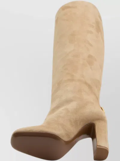 Dolce & Gabbana Knee-high Suede Block Heel Boots In Brown