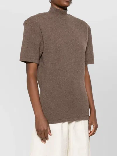 Jacquemus Cashmere Wool Blend Mock Neck Top In Brown