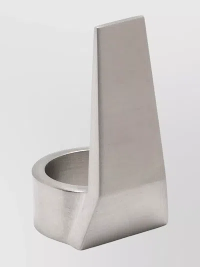Rick Owens Runk Ring With Engraved Logo In Metallic