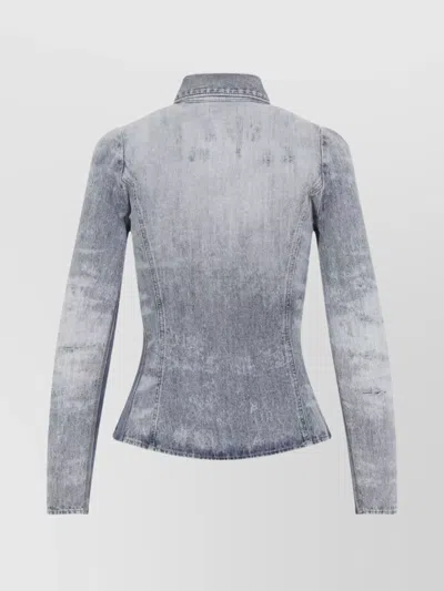 Diesel Shirt In Distressed Honeycomb Denim In Gray