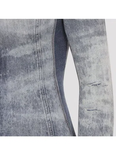 Diesel Shirt In Distressed Honeycomb Denim In Gray
