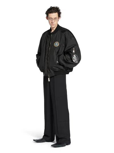 Balenciaga Black Nylon Uniform Merch Large Fit Bomber In Black