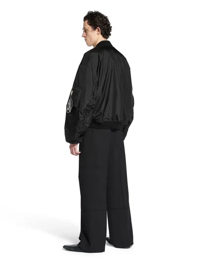 Balenciaga Black Nylon Uniform Merch Large Fit Bomber In Black